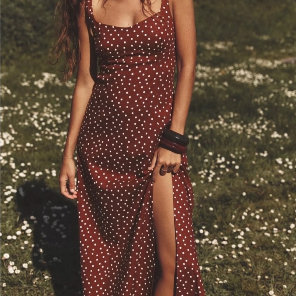 Zara Brown Polka Dot Maxi Dress